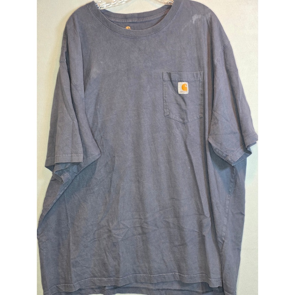 Carhartt K87 Pocket T-Shirt Mens 2XL Blue Gray Distressed Sun Faded Workwear Tee